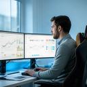 Performance analyst comparing player trends on a dashboard in a UK office